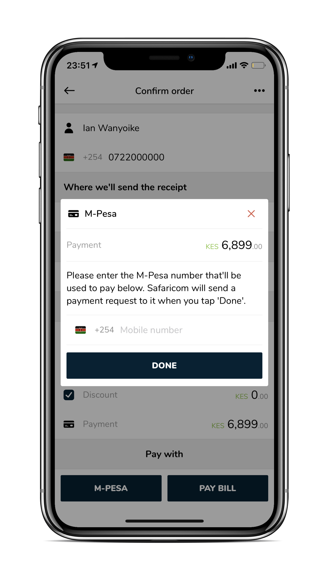 Payment screen